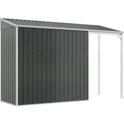 vidaXL Trädgårdsbod med förlängt tak antracit 277x110,5x181 cm stål - Förråd & Redskapsbodar