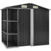 vidaXL Trädgårdsbod med hylla antracit 205x130x183 cm järn - Förråd & Redskapsbodar
