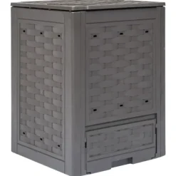 vidaXL Trädgårdskompost brun 60x60x83 cm 300 L plastrotting - Komposterare