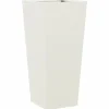 vidaXL Trädgårdskruka vit 35x35x75 cm stål