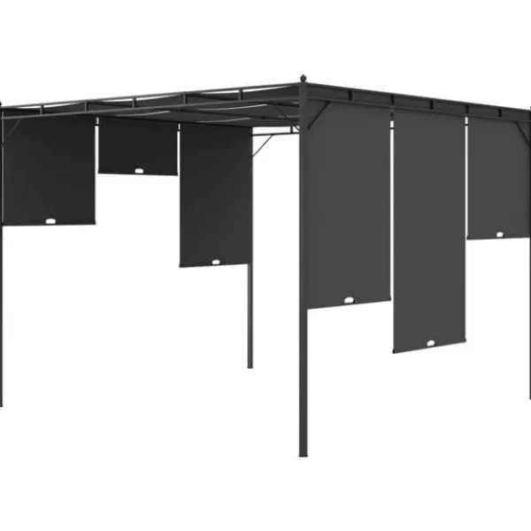 Outlet Trädgårdspaviljong med draperier 3x3x2,25 m antracit - Partytält & paviljoner Valvbågar, Spaljéer, Bersåer & Pergolor