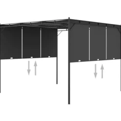 Outlet Trädgårdspaviljong med draperier 3x3x2,25 m antracit - Partytält & paviljoner Valvbågar, Spaljéer, Bersåer & Pergolor