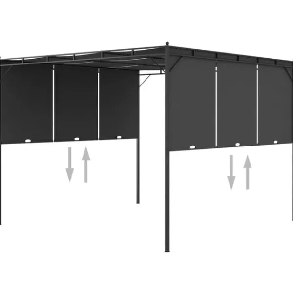 Outlet Trädgårdspaviljong med draperier 3x3x2,25 m antracit - Partytält & paviljoner Valvbågar, Spaljéer, Bersåer & Pergolor