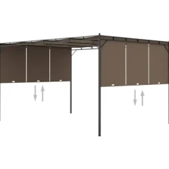 New Trädgårdspaviljong med draperier 4x3x2,25 m taupe - Partytält & paviljoner Valvbågar, Spaljéer, Bersåer & Pergolor