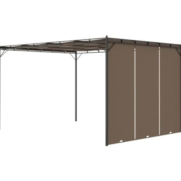 New Trädgårdspaviljong med draperier 4x3x2,25 m taupe - Partytält & paviljoner Valvbågar, Spaljéer, Bersåer & Pergolor