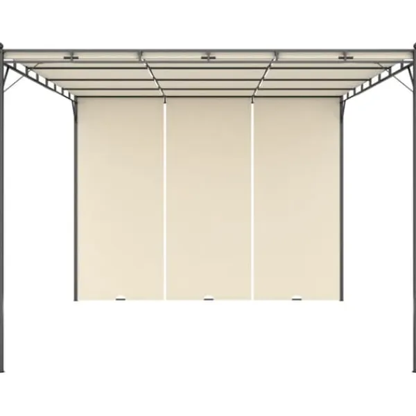 Trädgårdspaviljong med draperier 4x3x2,25 m gräddvit - Partytält & paviljoner Valvbågar, Spaljéer, Bersåer & Pergolor