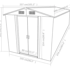 vidaXL Trädgårdsskjul antracit 257x990x181 cm galvaniserat stål - Förråd & Redskapsbodar