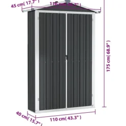 Clearance Trädgårdsskjul antracit 116x45x175 cm galvaniserat stål - Förråd & Redskapsbodar Skjul, Garage & Carports
