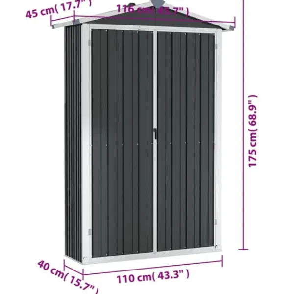 Clearance Trädgårdsskjul antracit 116x45x175 cm galvaniserat stål - Förråd & Redskapsbodar Skjul, Garage & Carports
