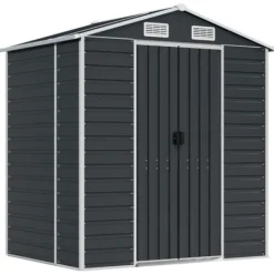 vidaXL Trädgårdsskjul antracit 191x130x198 cm galvaniserat stål - Förråd & Redskapsbodar