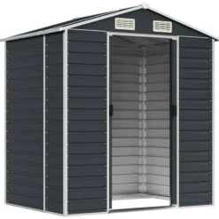 vidaXL Trädgårdsskjul antracit 191x130x198 cm galvaniserat stål - Förråd & Redskapsbodar