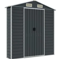 vidaXL Trädgårdsskjul antracit 191x130x198 cm galvaniserat stål - Förråd & Redskapsbodar