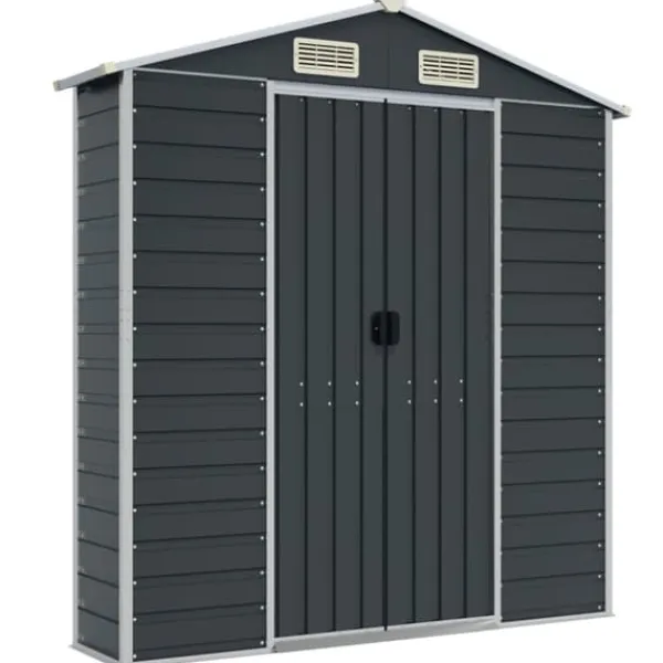 vidaXL Trädgårdsskjul antracit 191x130x198 cm galvaniserat stål - Förråd & Redskapsbodar