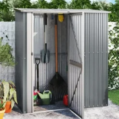 Clearance Trädgårdsskjul grå 180,5x97x209,5 cm galvaniserat stål - Förråd & Redskapsbodar Skjul, Garage & Carports