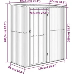 Clearance Trädgårdsskjul grå 180,5x97x209,5 cm galvaniserat stål - Förråd & Redskapsbodar Skjul, Garage & Carports