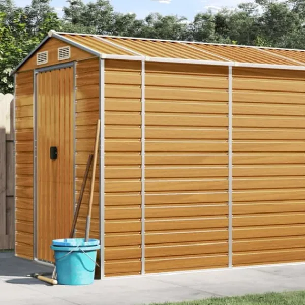 Sale Trädgårdsskjul ljusbrun 191x980x198 cm galvaniserat stål - Förråd & Redskapsbodar Skjul, Garage & Carports