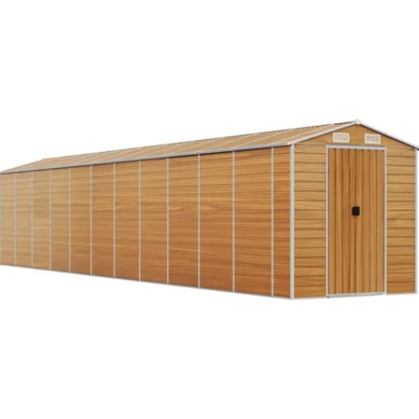 Sale Trädgårdsskjul ljusbrun 191x980x198 cm galvaniserat stål - Förråd & Redskapsbodar Skjul, Garage & Carports