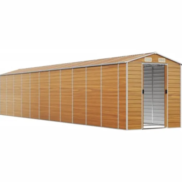 Sale Trädgårdsskjul ljusbrun 191x980x198 cm galvaniserat stål - Förråd & Redskapsbodar Skjul, Garage & Carports