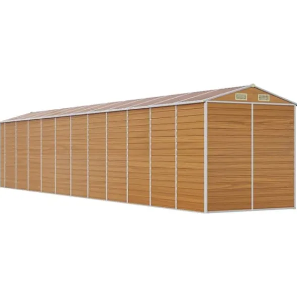Sale Trädgårdsskjul ljusbrun 191x980x198 cm galvaniserat stål - Förråd & Redskapsbodar Skjul, Garage & Carports