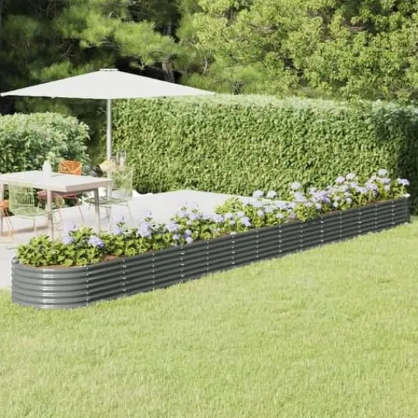 vidaXL Upphöjd Trädgårdssäng Blomlåda Växtlåda Upphöjd Säng Patio Terrass Utomhus Galvaniserat Stål 620x80x36 318944