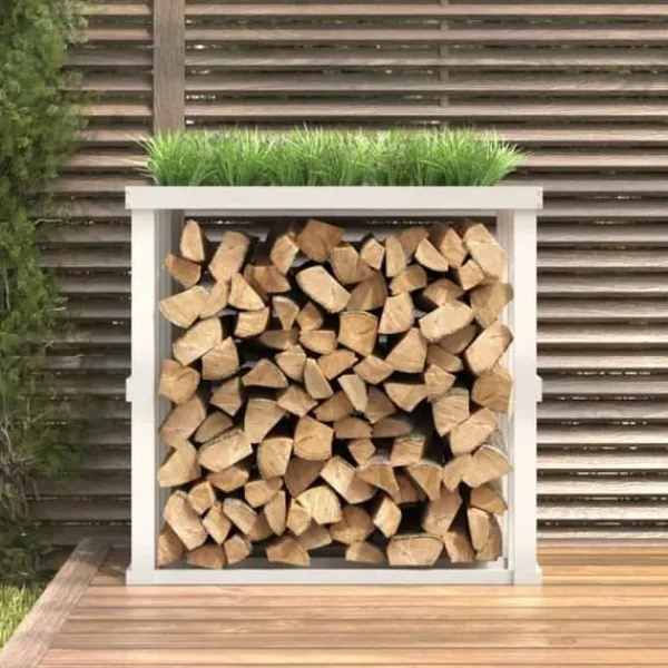 vidaXL Utomhus vedställ Vit 108x52x106 cm Massivt furu 822627