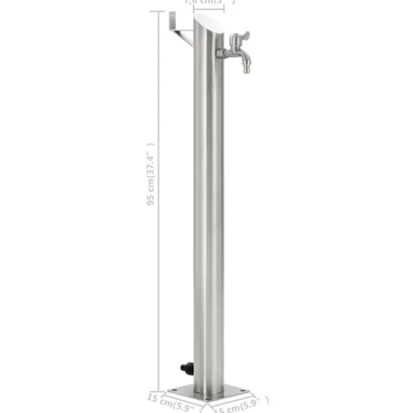 New Vattenpost för trädgården 95 cm rostfritt stål rund - Bevattning Bevattning