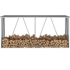 vidaXL Vedskjul galvaniserat stål 330x84x152 cm antracit