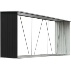 vidaXL Vedskjul galvaniserat stål 330x84x152 cm antracit