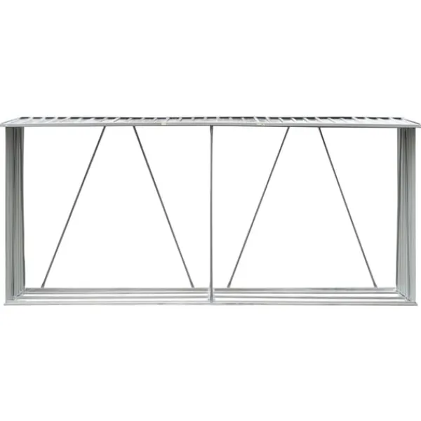 Hot Vedskjul i galvaniserat stål 330x84x152 cm grå Skjul, Garage & Carports