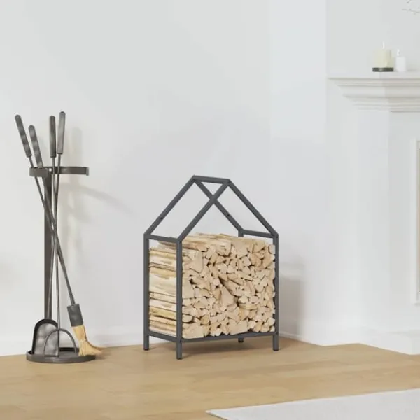 Outlet Vedställ antracit 40x25x60 cm kallvalsat stål Tillbehör Till Vedeldade Kaminer & Öppna Spisar