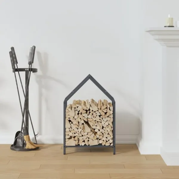 Outlet Vedställ antracit 40x25x60 cm kallvalsat stål Tillbehör Till Vedeldade Kaminer & Öppna Spisar