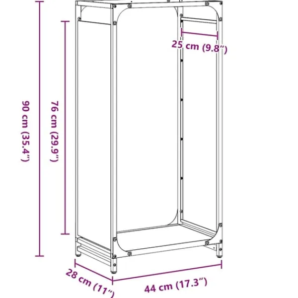 Discount Vedställ antracit 44x28x90 cm kallvalsat stål Tillbehör Till Vedeldade Kaminer & Öppna Spisar