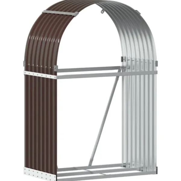 Discount Vedställ brun 80x45x120 cm galvaniserat stål - Vedställ & vedkorgar Tillbehör Till Vedeldade Kaminer & Öppna Spisar