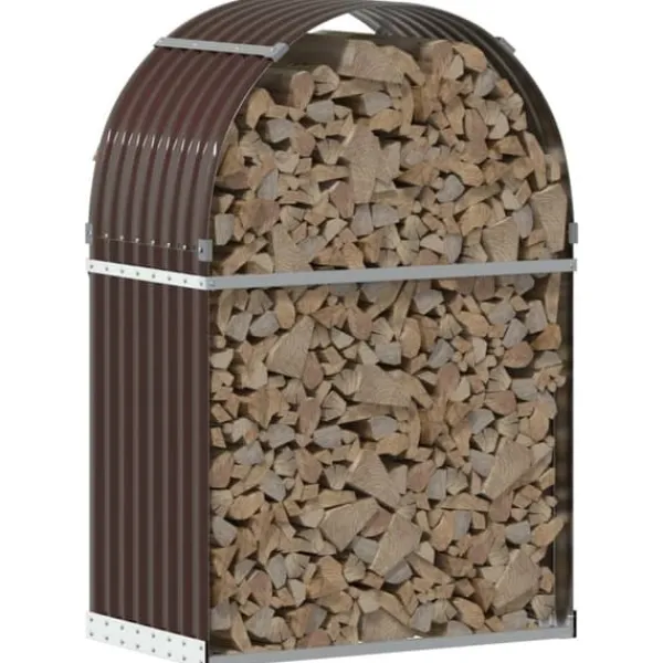 Discount Vedställ brun 80x45x120 cm galvaniserat stål - Vedställ & vedkorgar Tillbehör Till Vedeldade Kaminer & Öppna Spisar