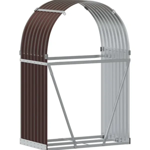 Discount Vedställ brun 80x45x120 cm galvaniserat stål - Vedställ & vedkorgar Tillbehör Till Vedeldade Kaminer & Öppna Spisar