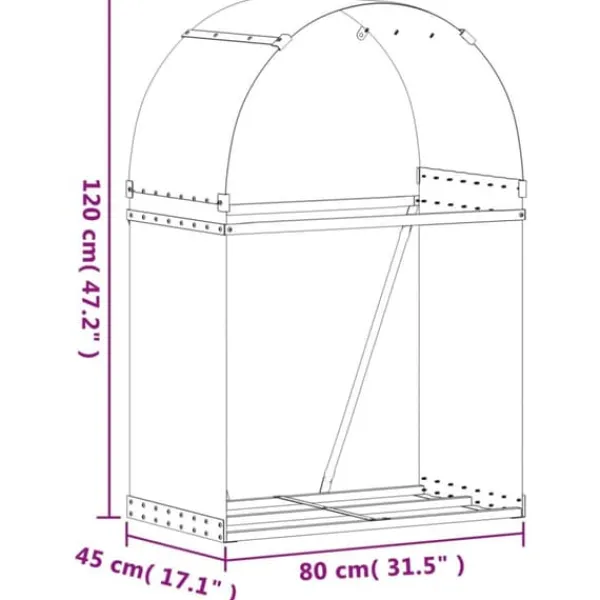 Discount Vedställ brun 80x45x120 cm galvaniserat stål - Vedställ & vedkorgar Tillbehör Till Vedeldade Kaminer & Öppna Spisar