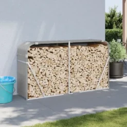 vidaXL Vedställ ljusgrå 180x45x100 cm galvaniserat stål - Vedställ & vedkorgar