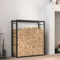 Discount Vedställ matt svart 80x28x86 cm stål - Vedställ & vedkorgar Tillbehör Till Vedeldade Kaminer & Öppna Spisar