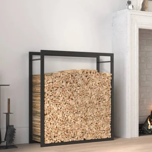 Discount Vedställ matt svart 80x28x86 cm stål - Vedställ & vedkorgar Tillbehör Till Vedeldade Kaminer & Öppna Spisar