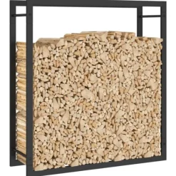 Discount Vedställ matt svart 80x28x86 cm stål - Vedställ & vedkorgar Tillbehör Till Vedeldade Kaminer & Öppna Spisar