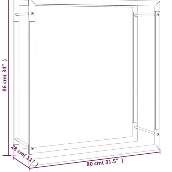 Discount Vedställ matt svart 80x28x86 cm stål - Vedställ & vedkorgar Tillbehör Till Vedeldade Kaminer & Öppna Spisar