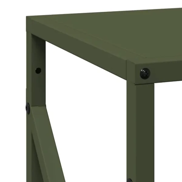 Clearance Vedställ olivgrön 34x25x100 cm kallvalsat stål Tillbehör Till Vedeldade Kaminer & Öppna Spisar