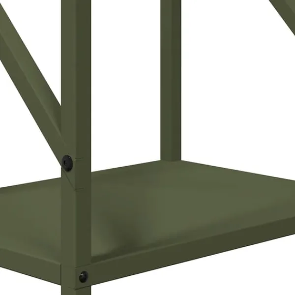 Clearance Vedställ olivgrön 34x25x100 cm kallvalsat stål Tillbehör Till Vedeldade Kaminer & Öppna Spisar