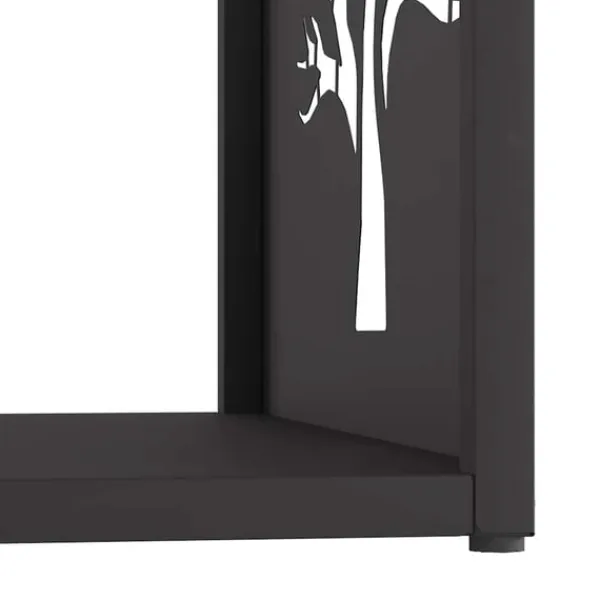 Sale Vedställ svart 40x40x40 cm kallvalsat stål Tillbehör Till Vedeldade Kaminer & Öppna Spisar