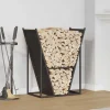 Outlet Vedställ svart 69,5x35x81 cm kallvalsat stål Tillbehör Till Vedeldade Kaminer & Öppna Spisar
