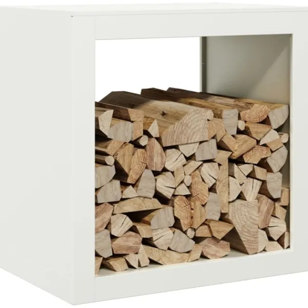 Discount Vedställ vit 60x40x60 cm stål Tillbehör Till Vedeldade Kaminer & Öppna Spisar
