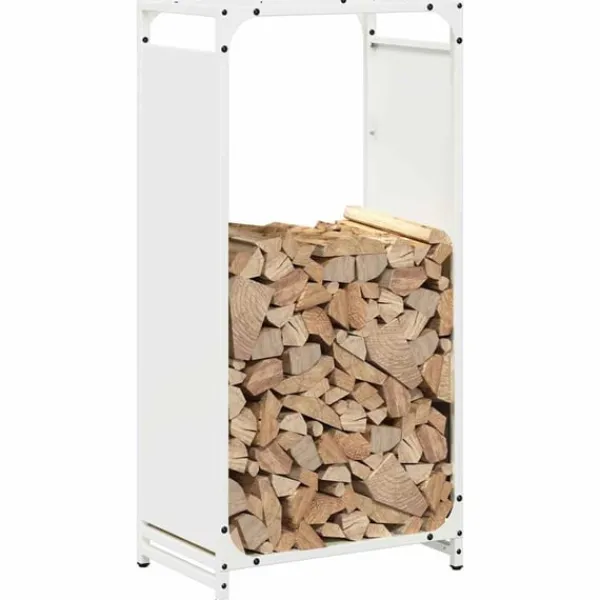 Sale Vedställ vit 44x28x90 cm kallvalsat stål Tillbehör Till Vedeldade Kaminer & Öppna Spisar