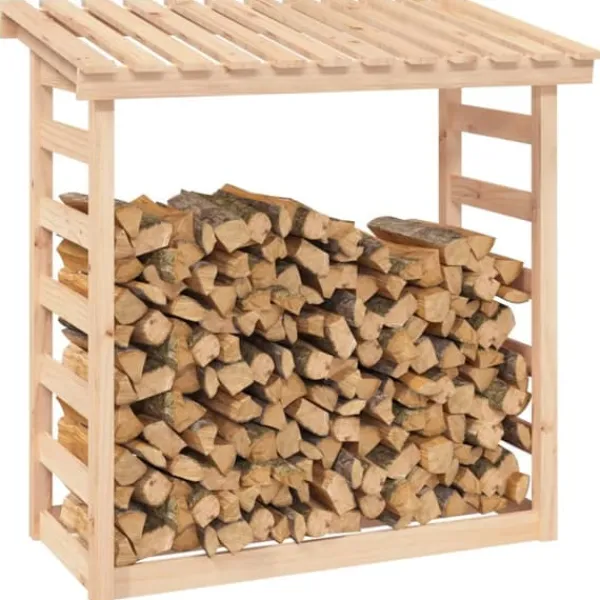 New Vedställ 108x64,5x110 cm massiv furu - Tillbehör till vedställ & vedkorgar Tillbehör Till Vedeldade Kaminer & Öppna Spisar