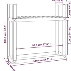Outlet Vedställ 110x35x108,5 cm massiv douglas - Tillbehör till vedställ & vedkorgar Tillbehör Till Vedeldade Kaminer & Öppna Spisar