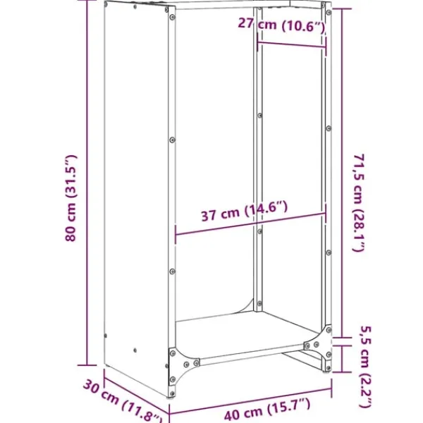 Discount Vedställ 40x30x80 cm rostfritt stål Tillbehör Till Vedeldade Kaminer & Öppna Spisar